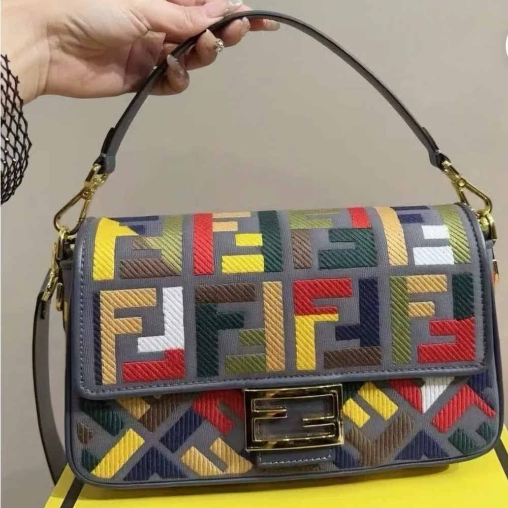 Multicolor DESIGNER INSPIRED Geometric Shoulder Bag with Top Handle